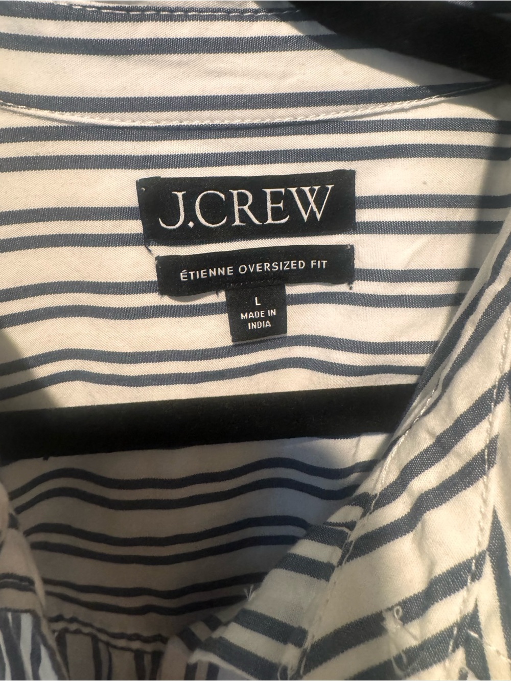 J. Crew Etiene Oversized White Button-Down Shirt with Navy Stripes - Picture 4 of 5
